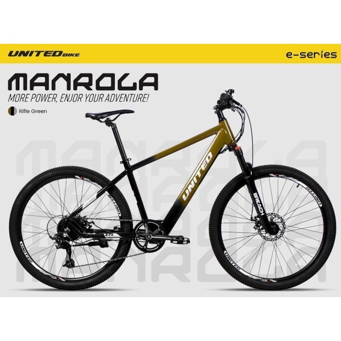 Terlaris Sepeda Gunung United E-Bike Manrola Mtb 27.5 Inch 8 Speed Alloy 250 W Promo Terbaru