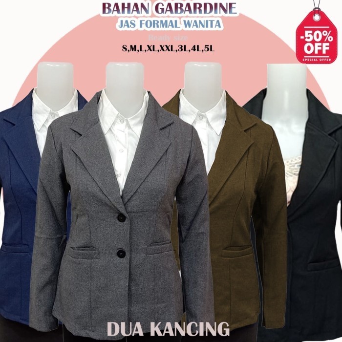 READY Blazer Formal Wanita HITAM PUTIH ABU DONGKER S-5L JUMBO BIG SIZE Blaze