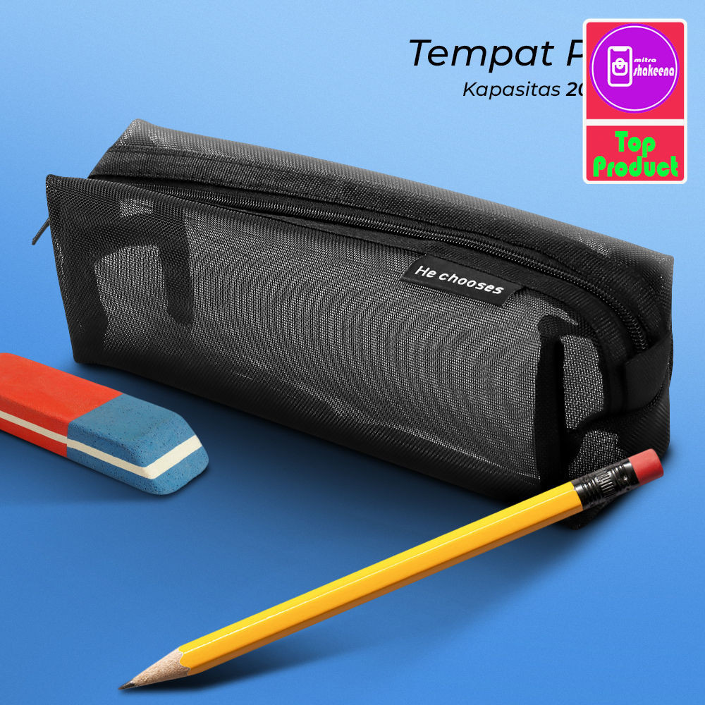 

SHMS Tempat Pensil Jaring Stationery Mesh Zipper Bag 09BK Black