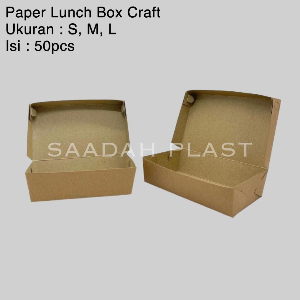 

Gogo (ISI 50) Paper Lunch Box Craft / Kertas Kraft Coklat Laminasi Size S M L