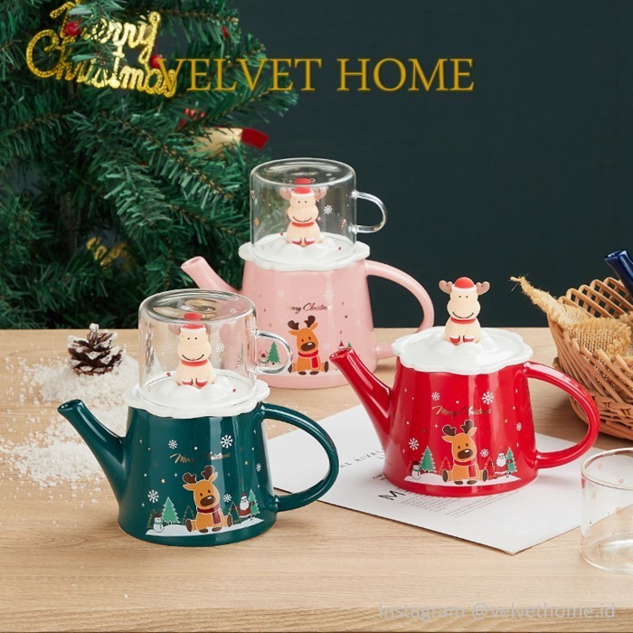 

Ready Hampers Natal tea set chirstmas teapot santa rusa kado gift hadiah