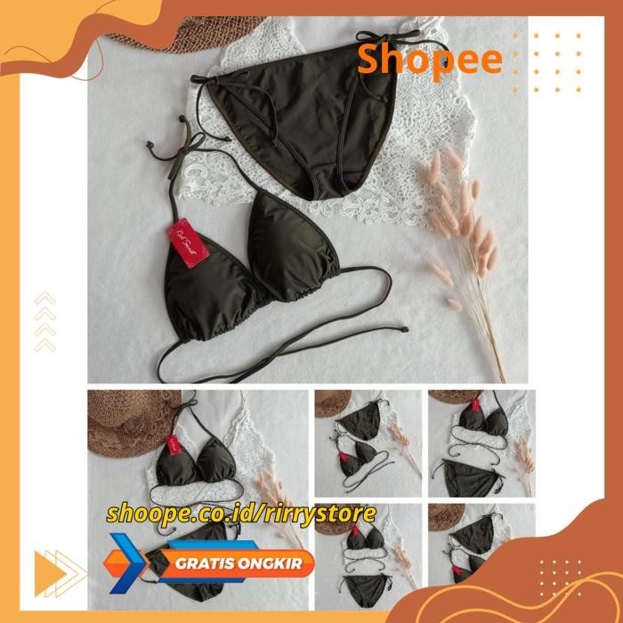 BIKINI PANTAI SEGITIGA IKAT WITH FOAM BK 3301 RXO HIJAU TUA - BIKINI PANTAI SEGITIGA IKAT WITH FOAM 