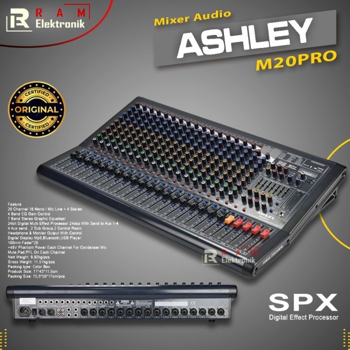 Mixer Audio ASHLEY M20PRO M20 PRO M 20 PRO 20 Channel Original BT USB