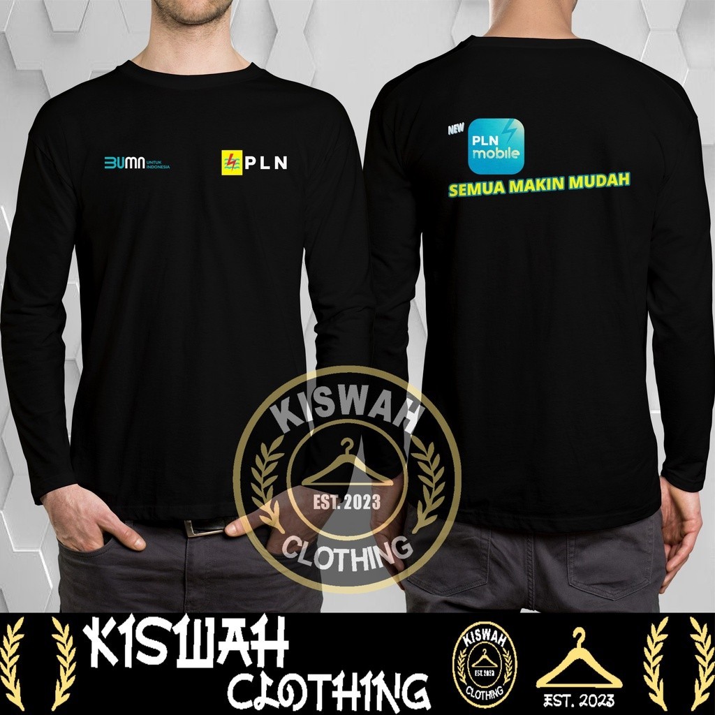 Kaos Tshirt New PLN MOBILE BUMN Semua Makin Mudah Lengan Panjang Baju Perusahaan