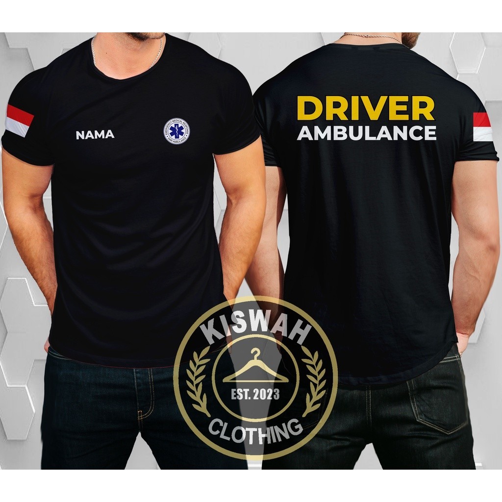 Kaos Tshirt EMR Emergency Medical Response EMR Ambulance Driver Ambulance Gratis Nama Baju Kesehatan