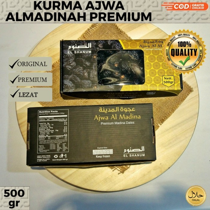 

Kurma - Kurma Ajwa 500 Gr Jumbo Premium Super / Kurma Nabi Asli Saudi Madinah
