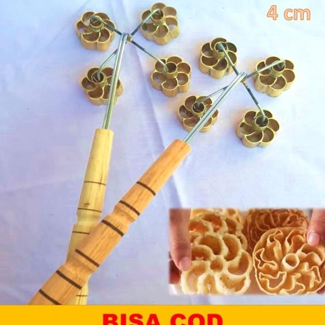 ready>> cetakan kembang goyang mini isi 4 kuningan anti lengket