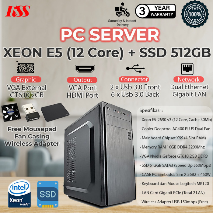 KOMPUTER / PC SERVER Intel XEON E5 + RAM 32GB + SSD 512GB