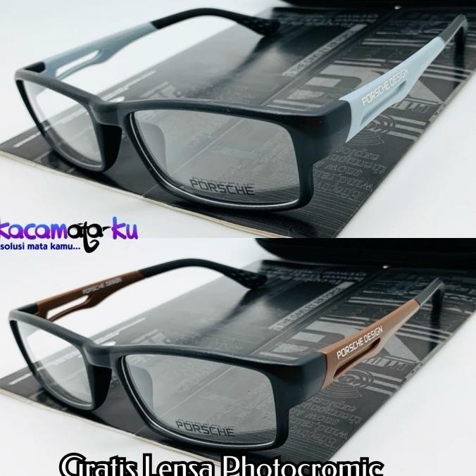 Terbaik Frame Kacamata Pria Photocromic Anti Radiasi Sporty Minus Porsche P837 Original