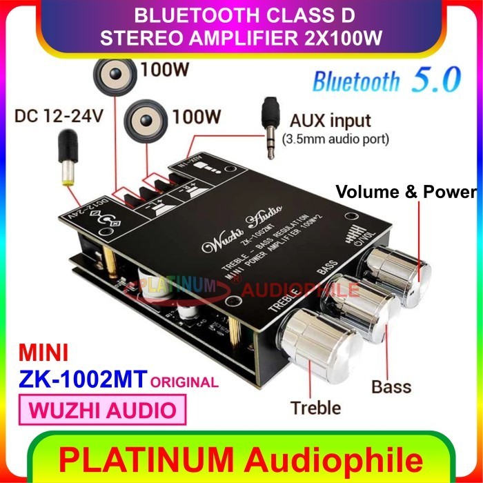 Bluetooth 5.0 Amplifier Class D 2X 100W ZK-1002MT