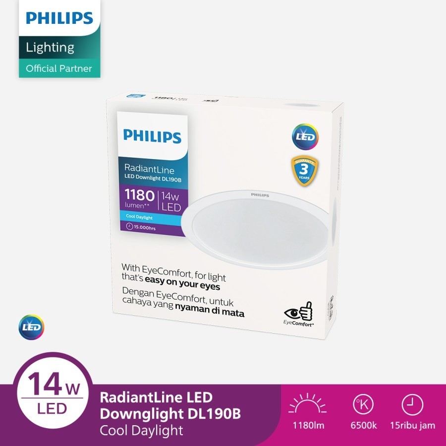 Philips Radiantline Downlight DL190B D150 14W 65K Putih