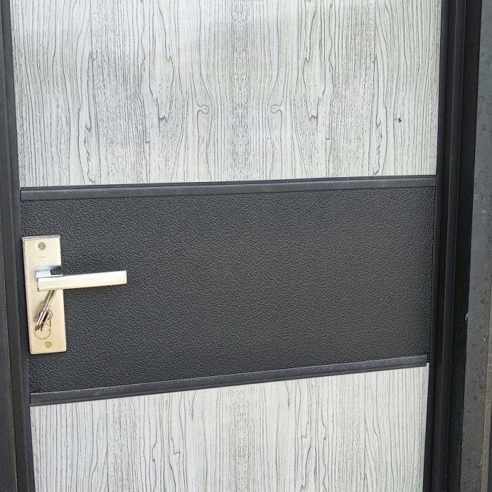 Terlaris pintu kamar tidur utama aluminium pvc motif panel urat kayu warna grey