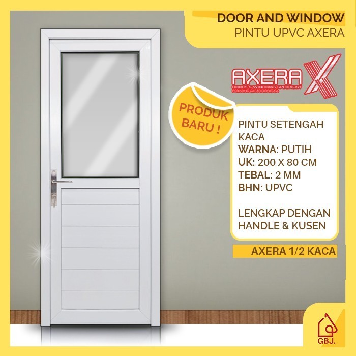 Terlaris PINTU UPVC 200 X 80 AXERA SETENGAH KACA + KUSEN + HANDLE / PINTU RUMAH