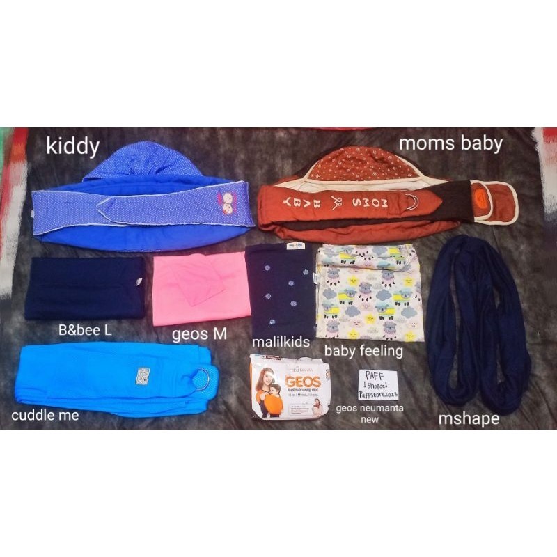 RRF PRELOVED & NEW ANEKA GENDONGAN BAYI BERBAGAI MERK CUDDLE ME OMILAND PETITE MIMI DIALOGUE KIDDY