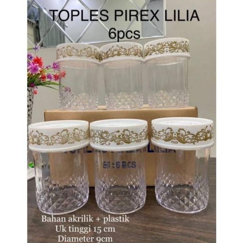 Termurah Toples Kue Lebaran ( Non Cod) / Toples Pirex Lilia Putih ( Mika/Akrilik) Cod