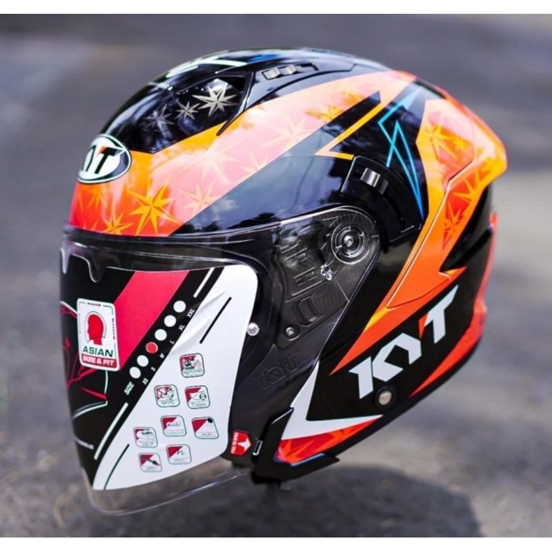 KYT NFJ PLAIN AUGUSTO FERNANDEZ GLOSSY | DOUBLE VISOR | HELM HALF FACE MOTOR MOTIF GP EDITION ORI DO