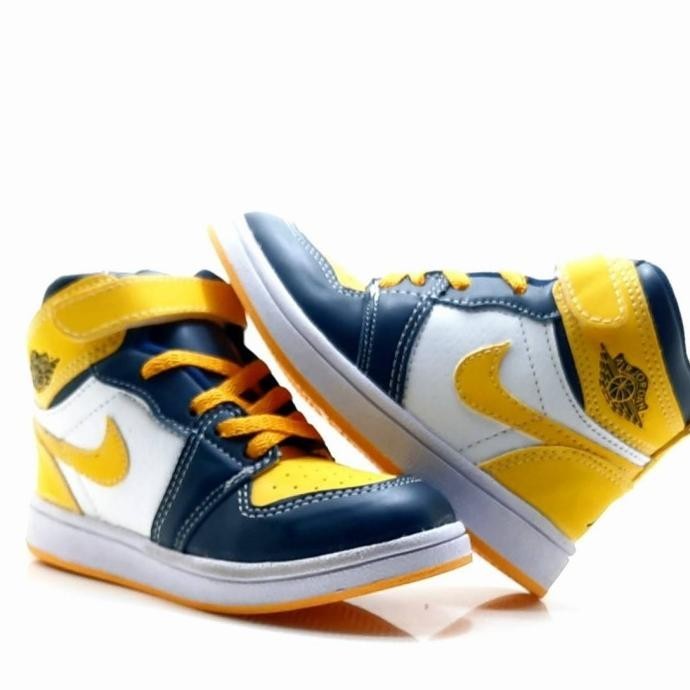 New Sepatu Anak Jordan Biru Kuning(Grade Original)Ready Size 24-35 Berkualitas