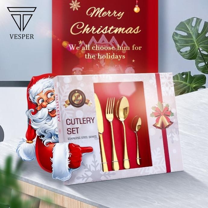 

Christmas Cutlery Gift Box Set Free Bag / Hampers Natal Sendok Makan