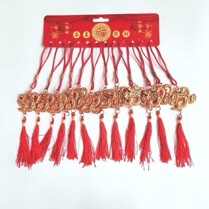 

Ready Gantungan Merah Naga Isi 12 Netral Fu Mix Ornamen Imlek Pohon Meihwa Stok Terbatas