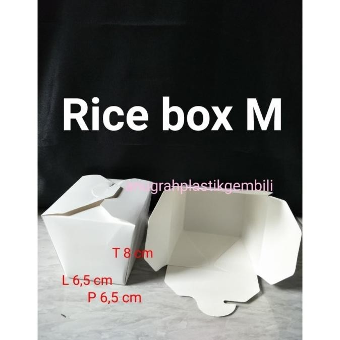 ready paper rice box putih polos / food pail / kotak makan (per dus/karton)