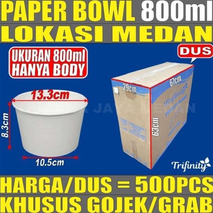 siap kirim paper bowl tebal 800ml perdus ps mangkuk kerts tahn microwave medan