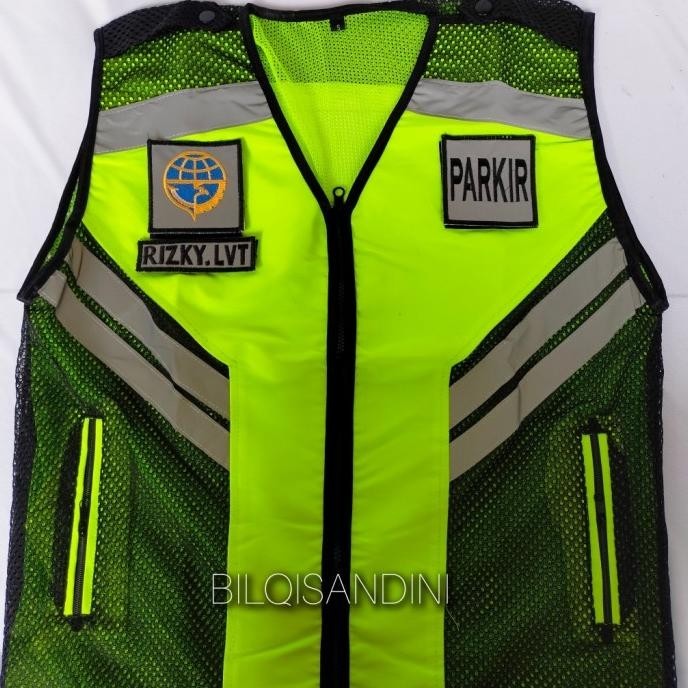 Special rompi taslan parkir/rompi parkir waterproof - Hijau, M ,,