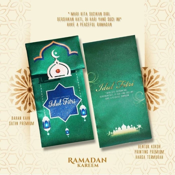 

Amplop Lebaran Kain Satin Hijau Premium Kubah Ramadhan 027