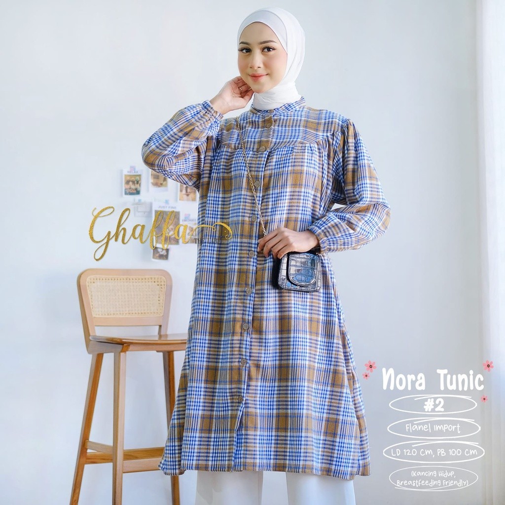 [EXCLUSIVE] NEW ARRIVALS Tunik Kotak Kotak Flanel Wanita Jumbo LD 120 Kekinian Baju Atasan Remaja