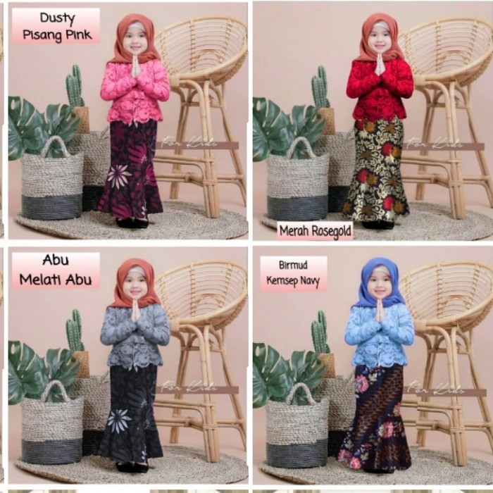 Set Kebaya Anak Muslim/Kebaya Wisuda Anak Tk Paud/Baju Kartini 0-5 Thn