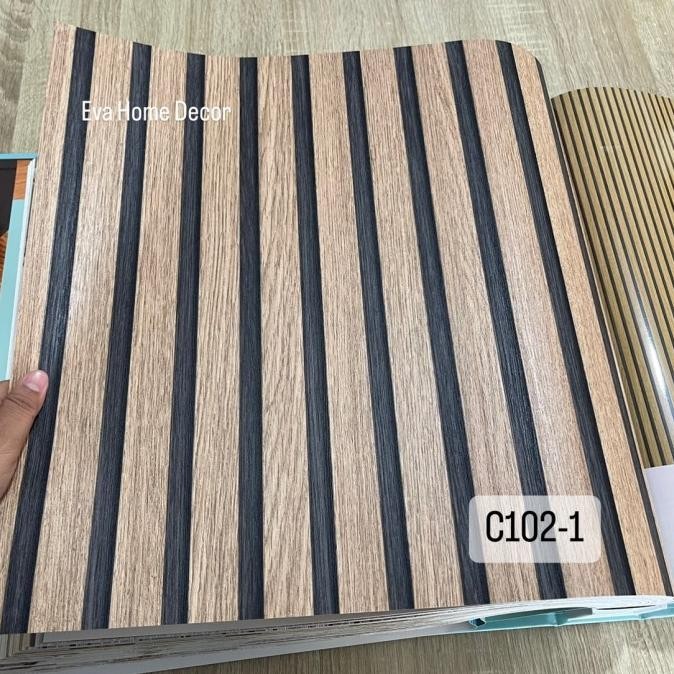 Wallpaper Premium Vinyl Dinding Motif Kayu Silver Abu Coklat Aesthetic