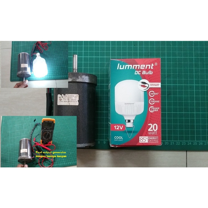 DC Motor Permanen Magnet Bisa Untuk Mini Generator DIY Plus lampu 12V
