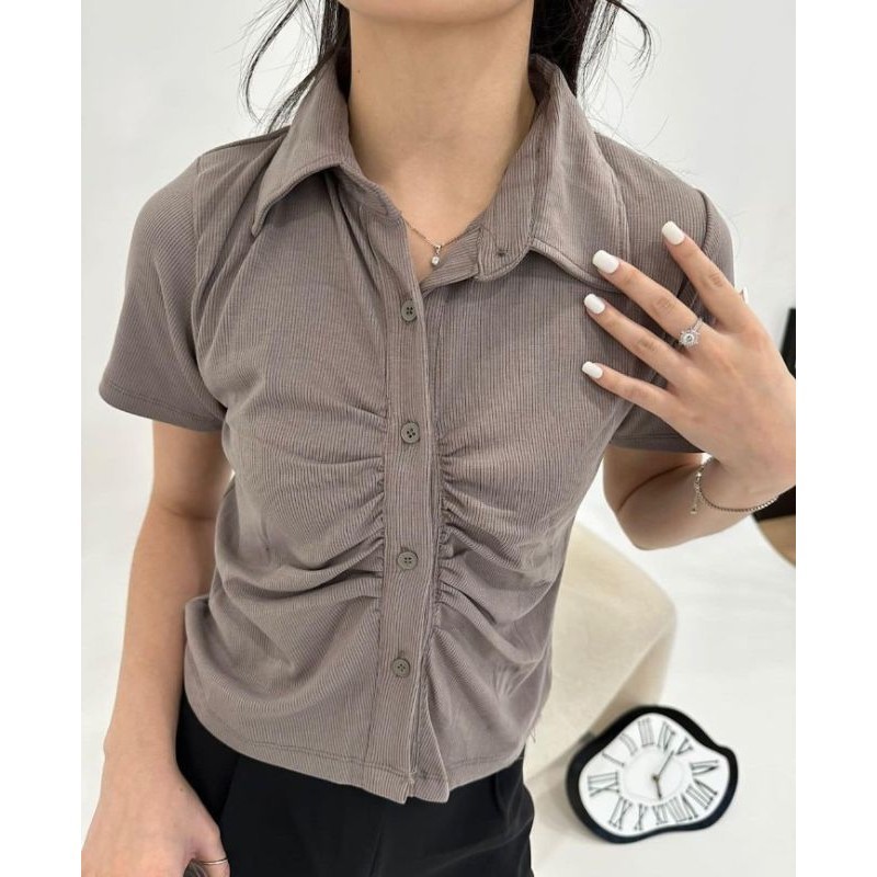 Top kerut lengan pendek 504