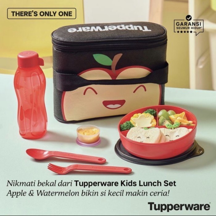 Tempat Makan Bekal Anak Tupperware Blue Yummy Lunch Box Tas Botol