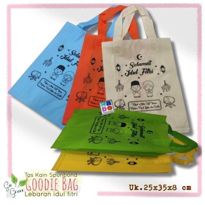 

1 Lusin Isi 12 Pcs Tas / Kantong Kain Spunbond Lebaran Idul Fitri 018