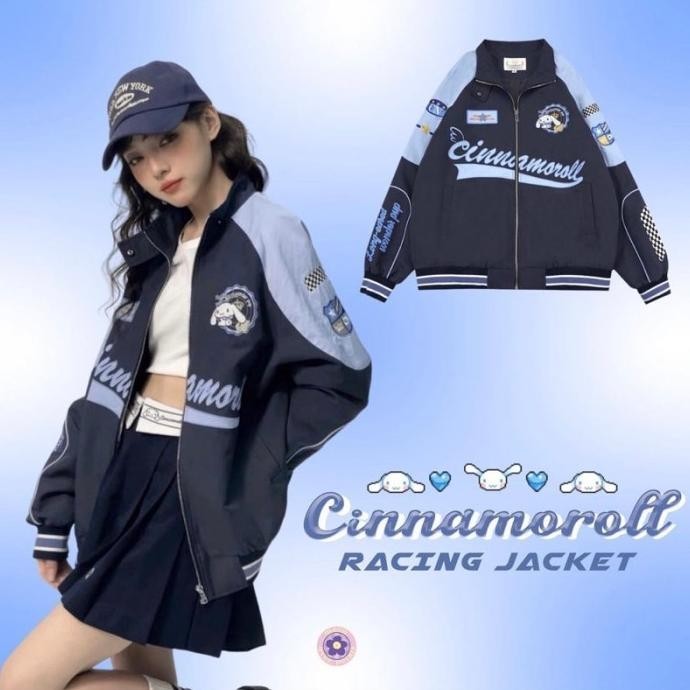 [Ready Stock] Cinnamoroll Kuromi Racing Jacket Sanrio Baseball Varsity Xavionxa