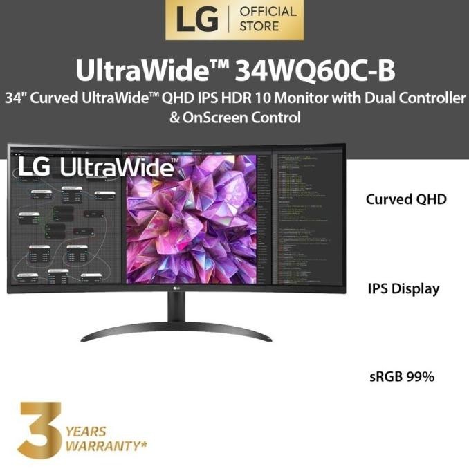 Monitor Lg 34Wq60C-B Ultrawide Curved Qhd 60Hz Ips Hdr10 Gaming Xadotxa