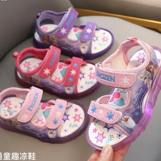Sepatu Sandal Lampu Led Sendal Anak Perempuan Kter