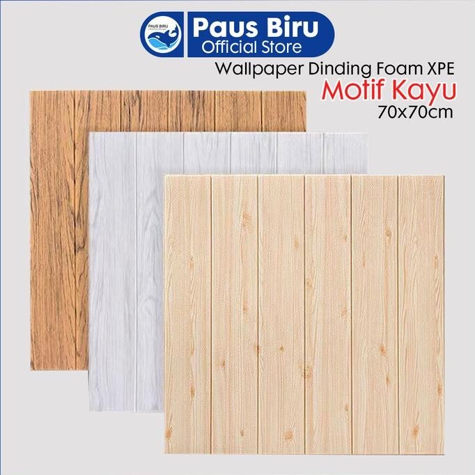 Wallpaper dinding 3d motif kayu wood foam Dekorasi Kamar 70x70cm