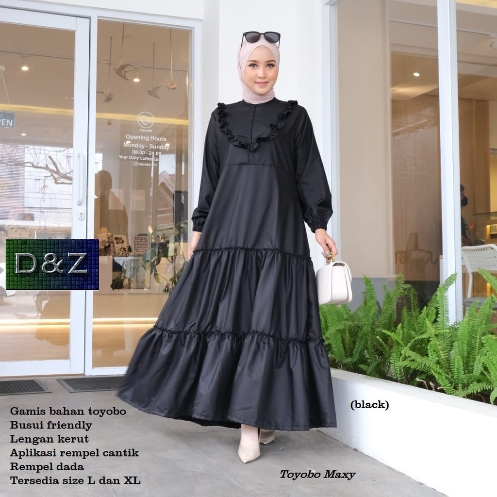 Gamis Toyobo Hitam. Busui. Rempel