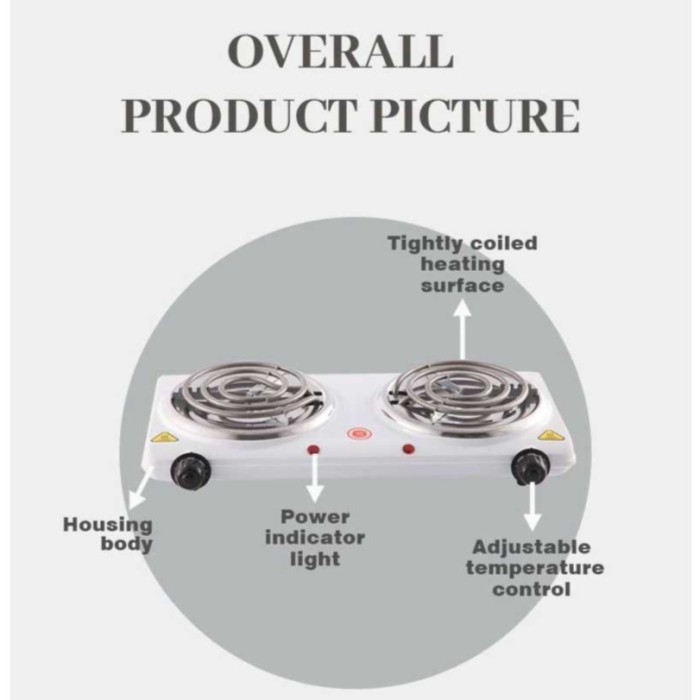 Kompor Listrik 2 Tungku Slim Portable Stainles Steel Cooking Stove