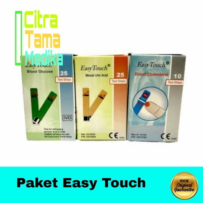 Paket Strip Easy Touch / Alat Tes Gula Darah Kolesterol Asam Urat