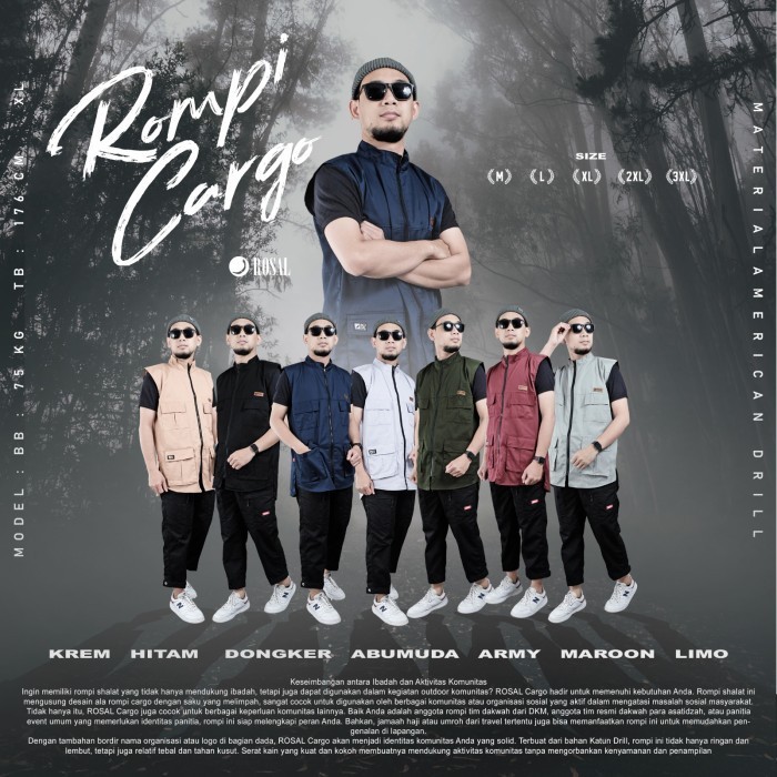 COD BAJU MUSLIM PRIA MODEL ROMPI SHOLAT ROSAL CARGO - ROMPI OUTDOOR MOTOR