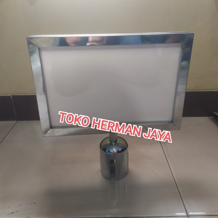 

Sign Board Frame A4 Landscape Signage Stainless Papan Tiang Antrian