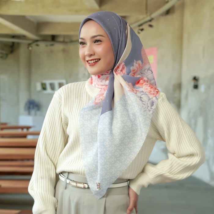 Kerudung Hijab Segi Empat Motif - Zoya Xavia Scarf - Voal Doff