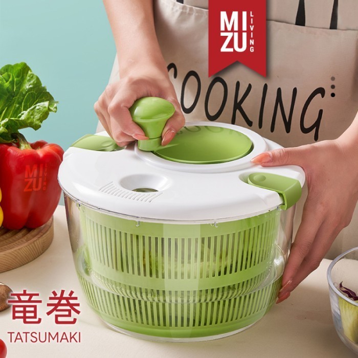 

Mizu Tatsumaki 5L Vegetable Salad Spinner Pengering Sayuran Putar