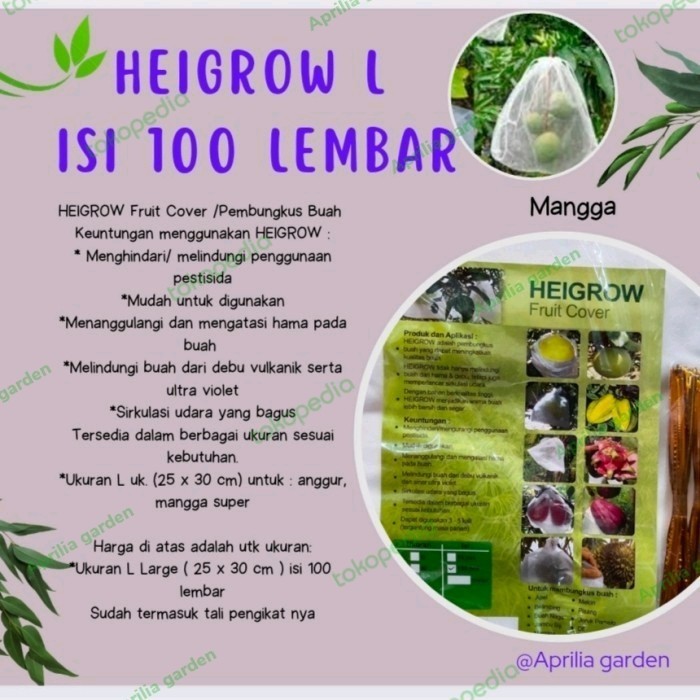 

Heigrow Fruit Cover Pembungkus Buah Size L (25X30Cm) Isi 100 Lembar