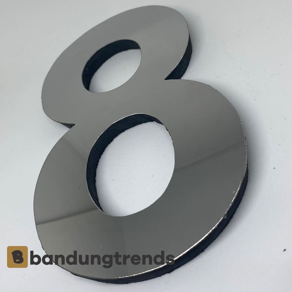 Huruf Angka 8 DELAPAN Stainless Spoon Untuk Nomor Rumah Atau Papan Nama  Ukuran 25 CM