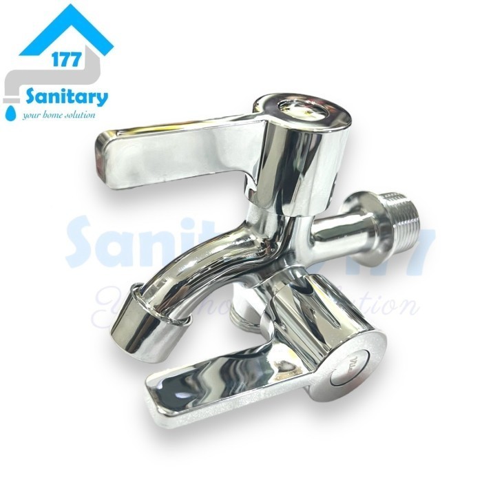 KRAN CABANG 3/4 INCI-KERAN AIR SHOWER DOUBLE DOBEL STAINLESS