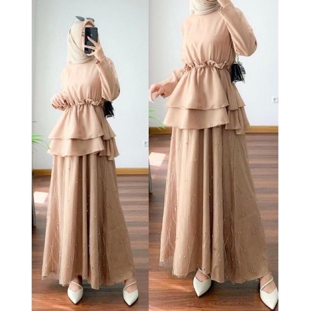 Baju Gamis Wanita Set 2In1 Terbaru 2025 Pakaian Syari Muslimah Abaya Bercadar Perempuan Maxidress Gh