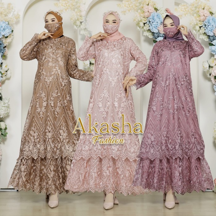 Gamis Brukat Malaysia Dress Pesta Modern Gamis Brokat Tile Terbaru